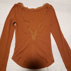 Free People V Back Long Sleeve Tee